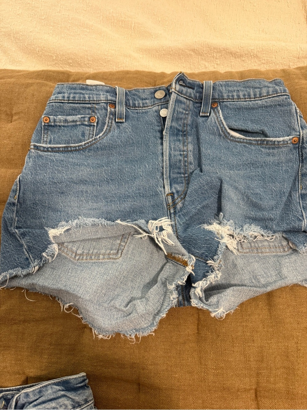 Levi’s 501 Original High Rise Denim Cutoff Shorts W28 Raw Hem Blue